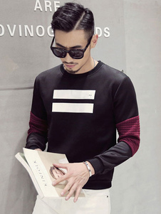 Noir de manches longues col capuche Pullover Sweatshirt homme