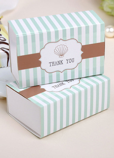 Mariage faveur boîte lumineuse lettres vertes rayé imprimé petit cadeau Box