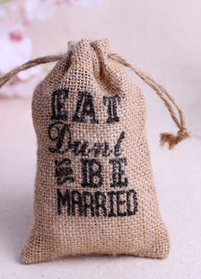 Mariage faveur sac lettres lin imprimé petit cadeau sac à cordon de serrage des attaches