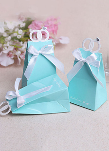 Wedding Favor boîtes Blue Ribbon Bow petit cadeau boîte de papier (jeu de 12 Pcs A)