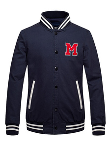 Baseball Jacket Dark Navy col haut manches longues coton veste