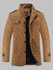 Veste de coton kaki hiver veste masculine Stand collier manches longues