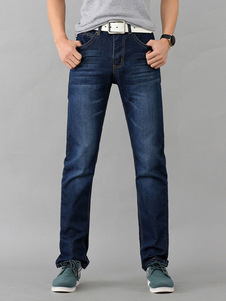 Bleu Straight Leg pantalon Long Denim Jeans homme