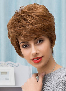 Perruques de cheveux humains de la femme court en couches Tan Boycut cheveux perruques