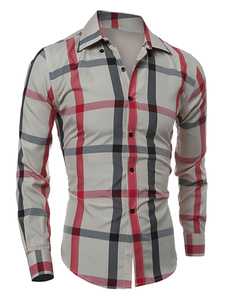 Chemises manches longues coton chemises sport carreaux hommes