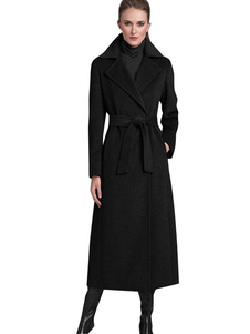 Slim Fit Wrap manteau manteau noir laine palangre féminines pour l’hiver