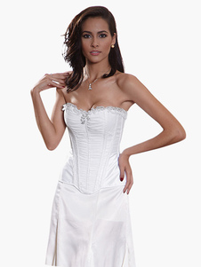 Corset sein couvrant en satin avec dentelle à volants