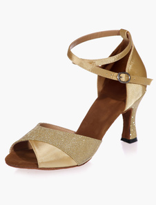 Chaussures de danse latine Paillette à talons évasés ruban aux chevilles