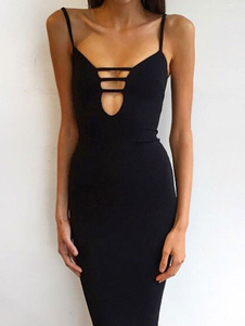 Robe bodycon à bretelles avec lacet poitrine ouverte