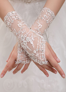 Gants Mitaines en tulle ivoire de mariage Longueur de poignet