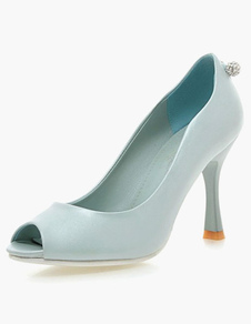 Chaussures à bout ouvert talons verre à pied talons couverts avec cristal