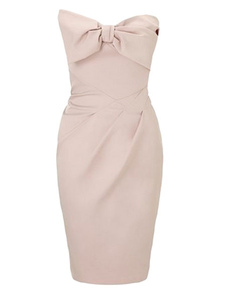 Robe bodycon abricot bustier avec noeud