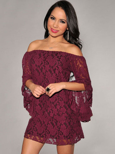 Blanc en dentelle Off-the-Shoulder Club robe pour femmes