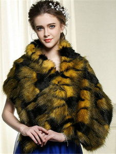 Boléro de mariage fausse fourrure or Boucle de fermoir