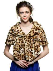 Boléro de mariage fausse fourrure marron Boucle de fermoir