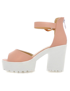 Plate-forme élégante rose Peep Toe PU sandales pour femmes