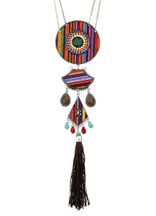 Fascinant collier métallique multicouche rhinestone fermoir homard