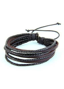 Eblouissant bracelet homme en faux cuir multicouche rétro