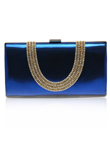 Pochette de soirée en velours côtelé métallisée avec strass