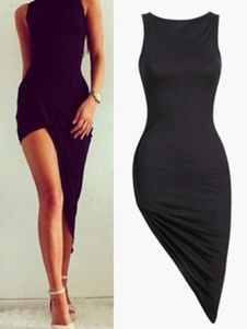 Robe Black Asymétrique D'été