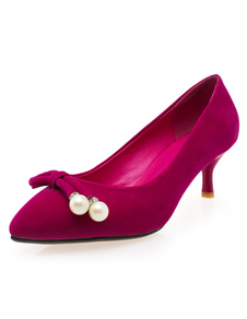 Perles noires monogramme Suede pointu Toe Pumps pour femmes