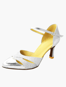 Chaussures de danse latine en tissu de paillettes à bout pointu