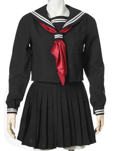 Tie uniforme noir plissée rayures coton mélange Costume