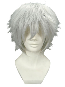 Rose pâle Hitman Reborn Katekyo 35cm! Byakuran perruque cosplay Nylon