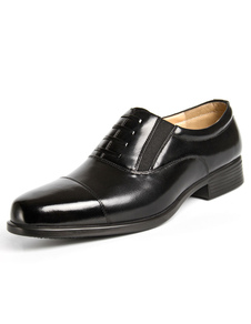 Black a souligné Toe chaussures de robe de peau de vache pour homme
