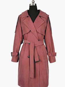 Mélange de coton col Turndown Slim Fit Trench-Coat croisé qualité féminine