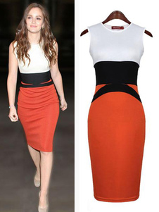 Robe Moulante Bloc Manches Femmes