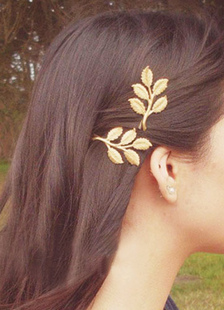 Accessoires pour cheveux métallique épingle feuille d’or