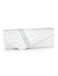 Pochette femme de soirée plissée en satin avec strass