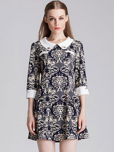 Peter Pan col à revers robe manches féminines