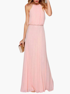 Robe longue chiffon réglable creusé licou