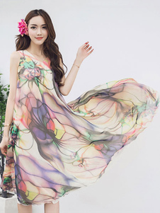 Purple impression Maxi robe Chic Ruffles Dress