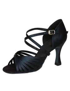 Chaussures de danse latine confortables noires en satin