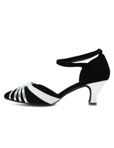 Chaussures de danse latine en nubuck noir avec rayure