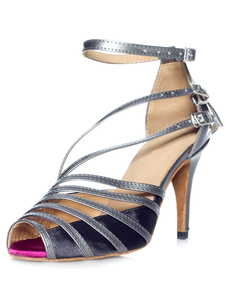 Chaussure de latine en PU à talon évasé et peep-toe