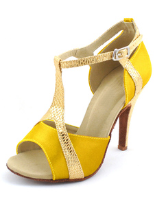 Chaussure de danse latine en satin bicolore à peep-toe