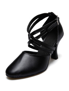 Chaussures de latine en cuir noir à bout pointu