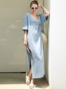 T-shirt robe évasée manches Oversized robe Maxi
