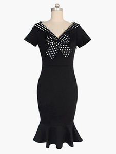 Robe vintage noire rétro motif tache