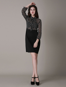 Robe bodycon en chiffon noir revers