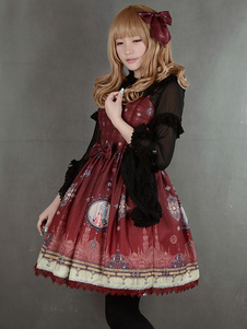 Robe lolita synthétique impression avec noeud Jolie