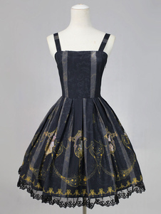 Imprimé bretelles robe de Lolita Bow robe de mousseline de soie pourpre