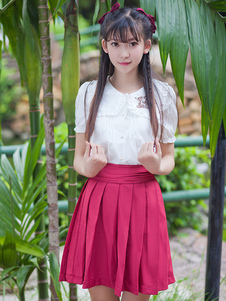 Collier Sweet Lolita Top carré brodé Lolita manches courtes Blouse