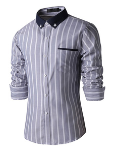 Casual chemise rayée Slim pour les hommes en gris/bleu/Deep Blue