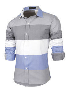 Color Block occasionnel Shirt pour hommes manches longues