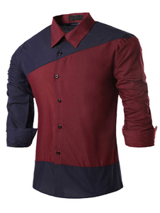 Chemise en coton color-block manches longues